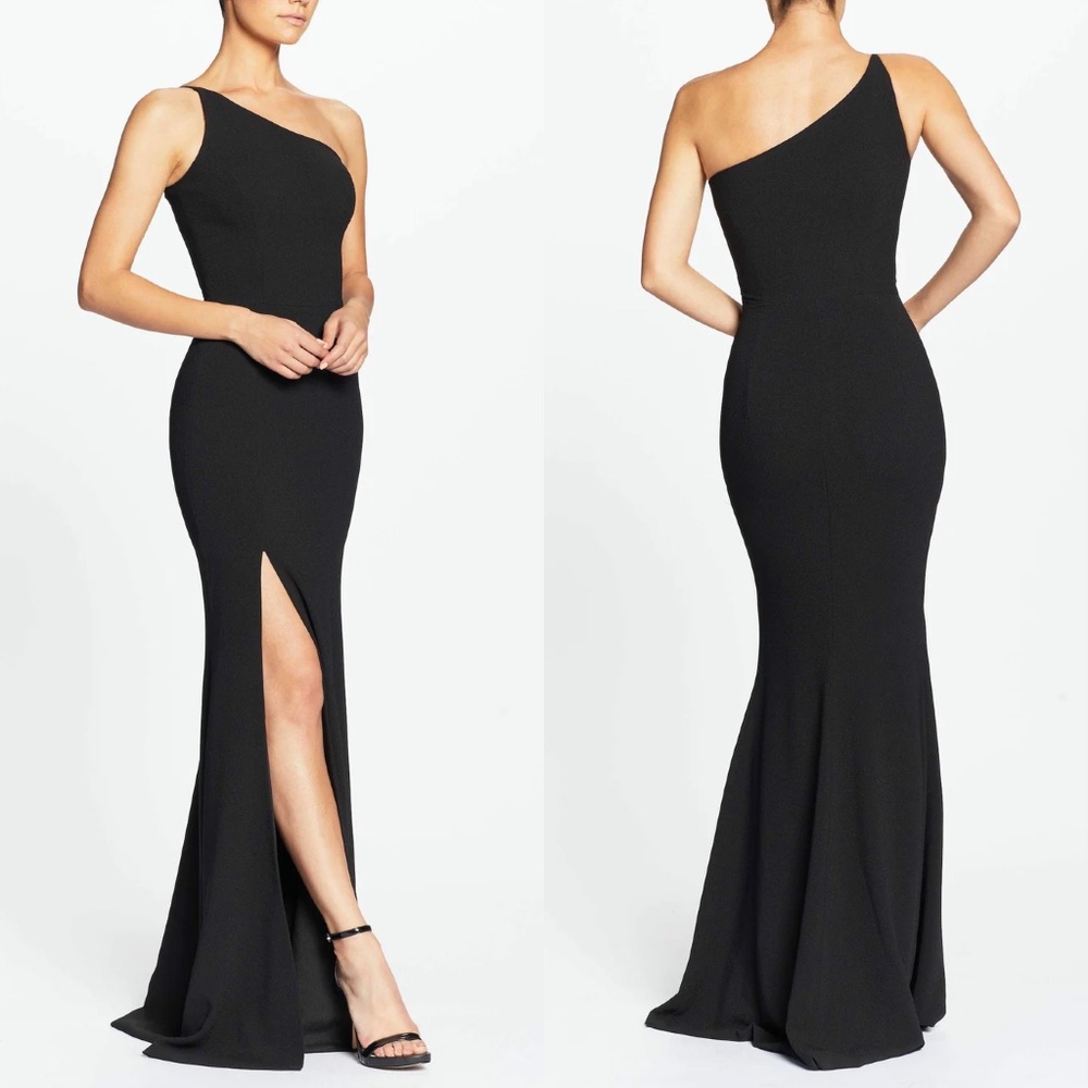 Dress the population Amy one shoulder crepe leg slit gown NO OFFERS CONSIDERED